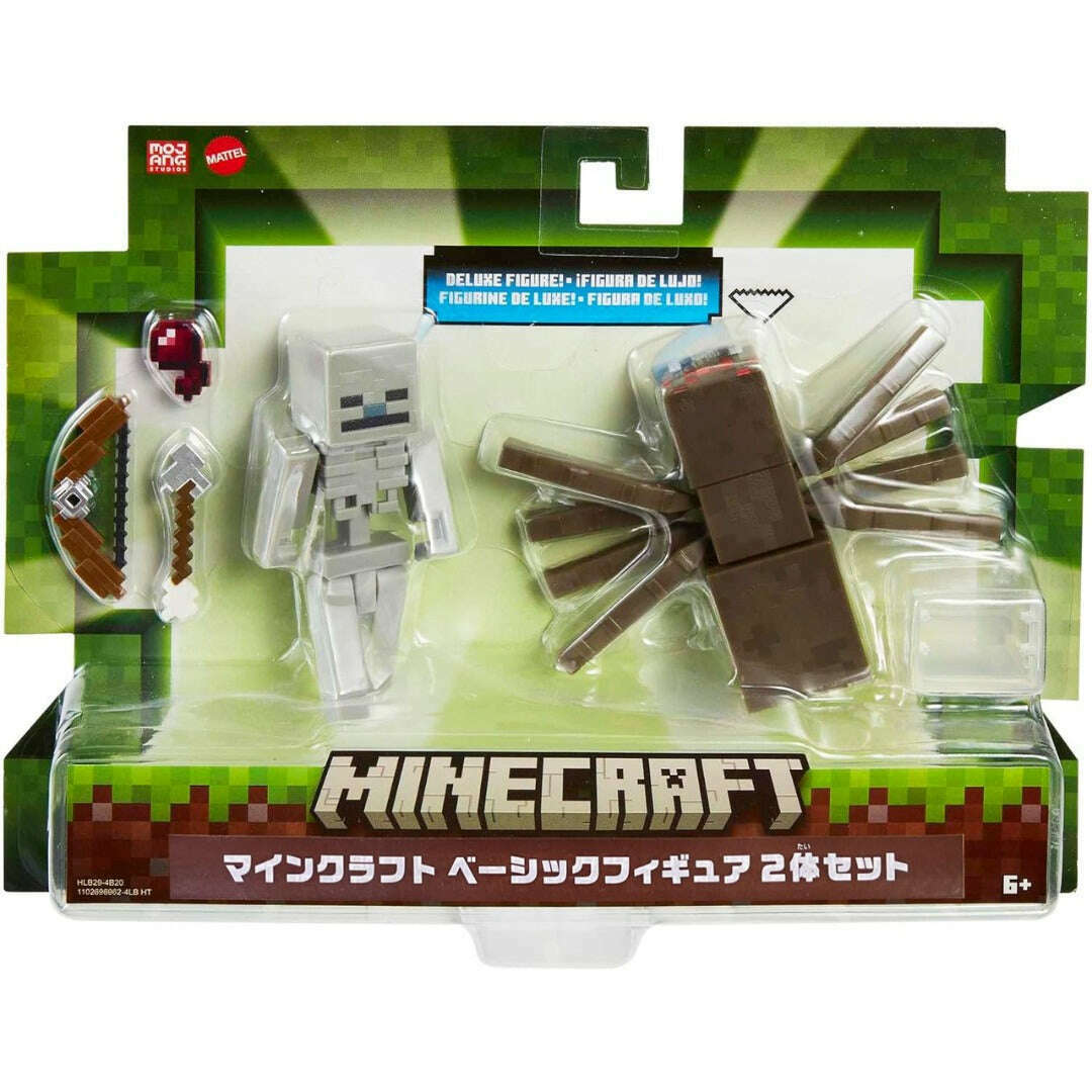 Toys N Tuck:Minecraft 3.25'' Figures 2 Pack - Skeleton Spider Jockey,Minecraft