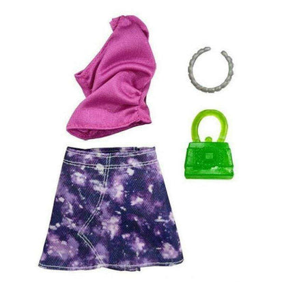 Toys N Tuck:Barbie Fashion Outfit - Pink Top with Purple Skirt (HJT19),Barbie