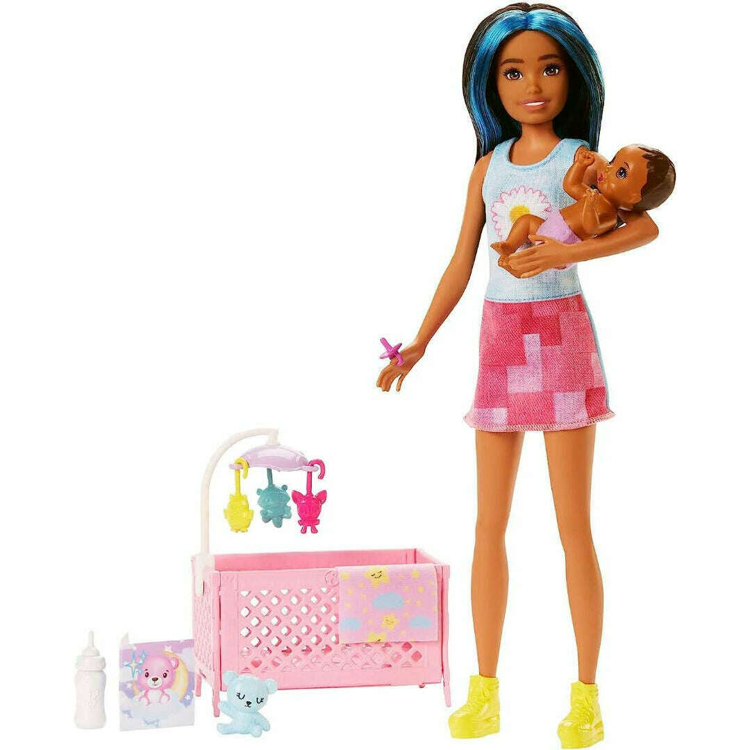 Toys N Tuck:Barbie Skipper Babysitters INC Crib Playset (HJY34),Barbie