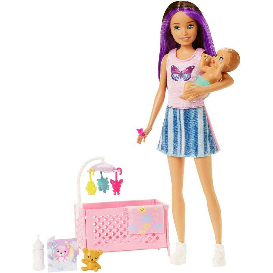 Toys N Tuck:Barbie Skipper Babysitters INC Crib Playset (HJY33),Barbie