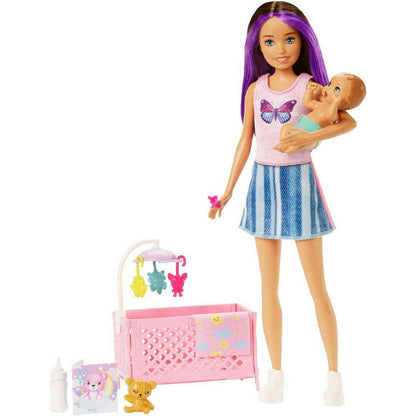 Toys N Tuck:Barbie Skipper Babysitters INC Crib Playset (HJY33),Barbie