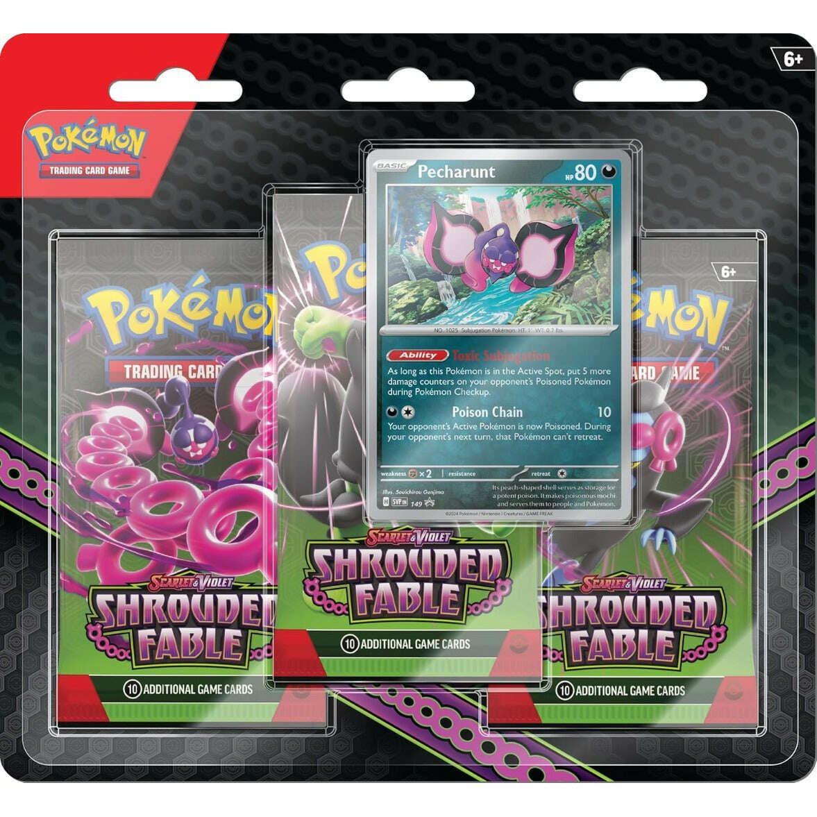 Toys N Tuck:Pokemon TCG Shrouded Fable 3 Pack Booster Blister Pecharunt,Pokemon