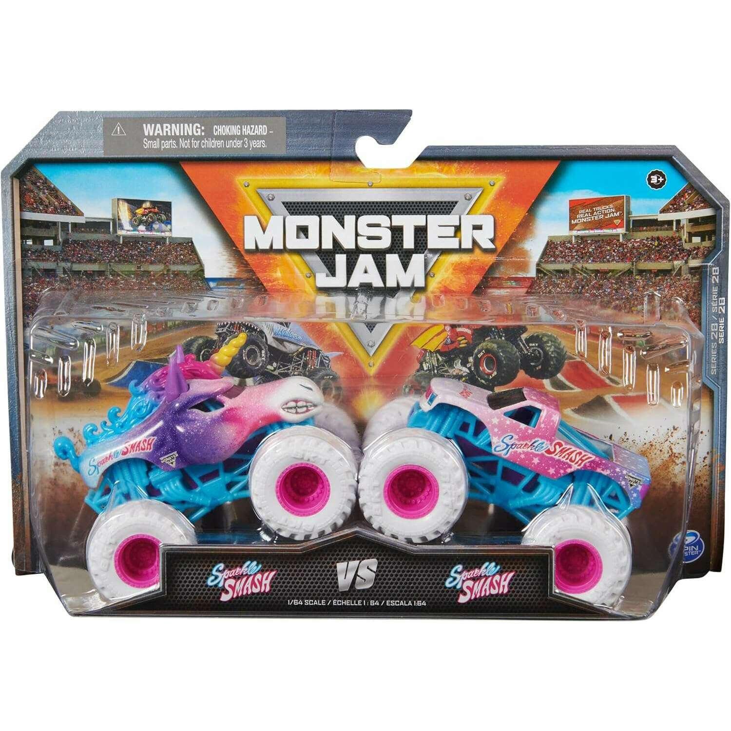 Toys N Tuck:Monster Jam 1:64 Series 28 Sparkle Smash Unicorn vs Sparkle Smash,Monster Jam