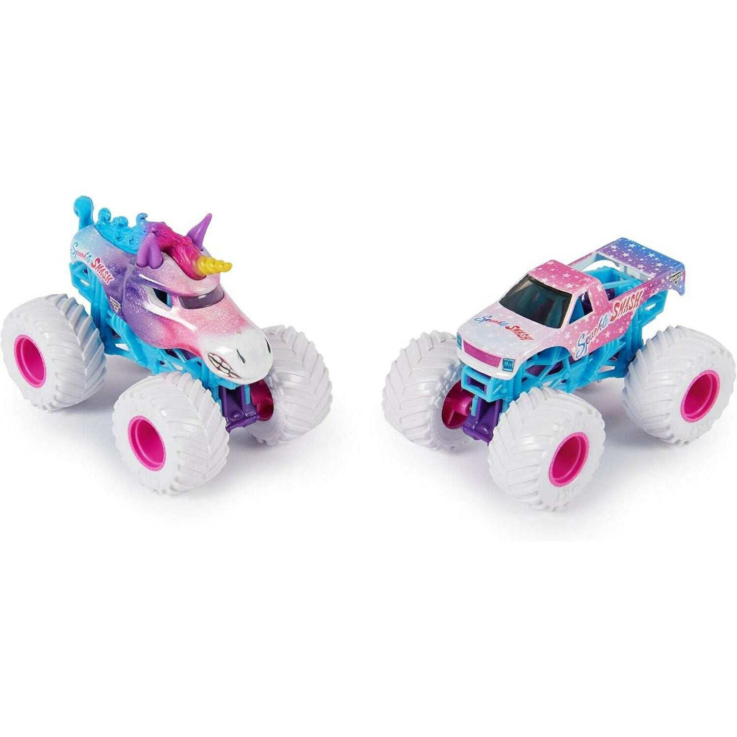 Toys N Tuck:Monster Jam 1:64 Series 28 Sparkle Smash Unicorn vs Sparkle Smash,Monster Jam