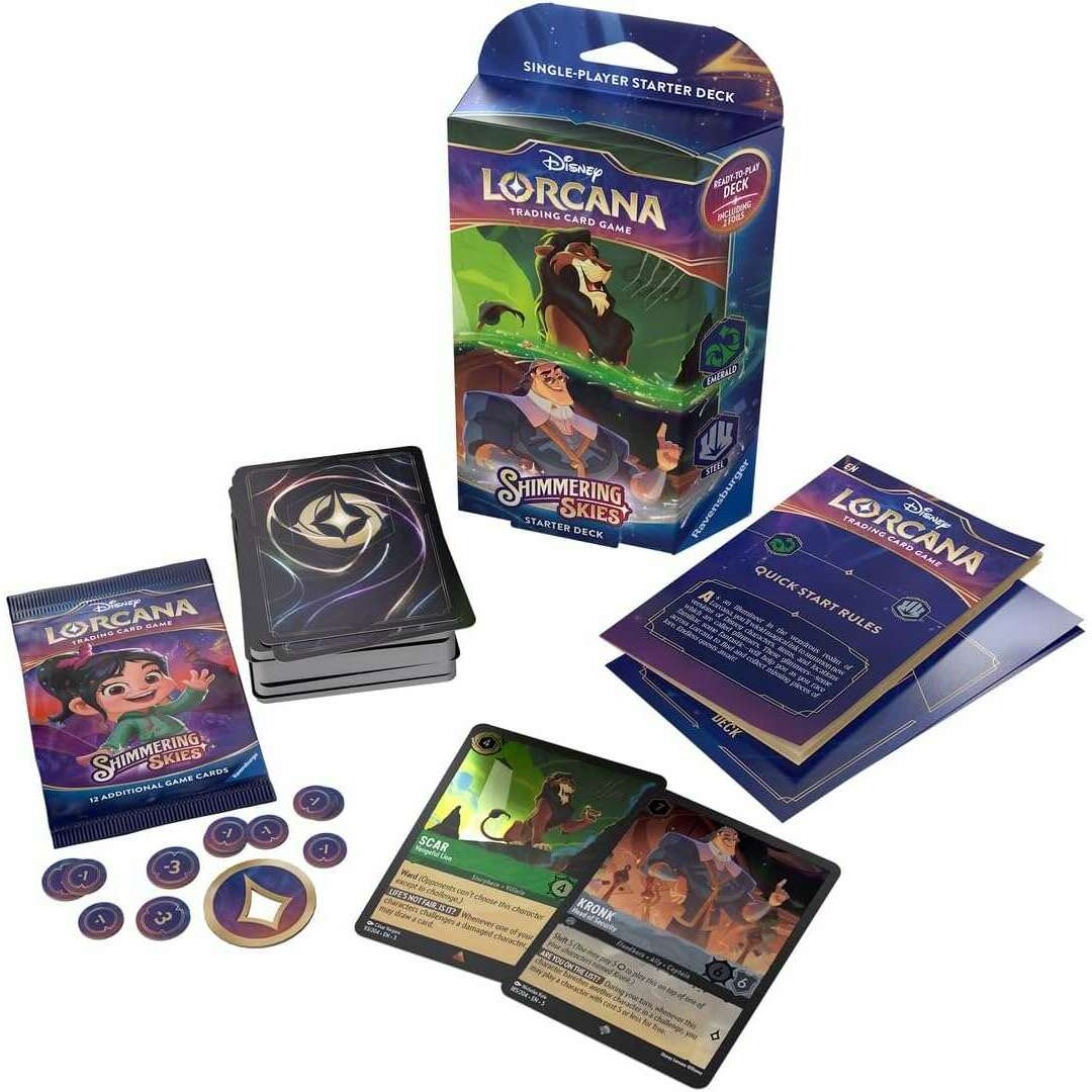 Toys N Tuck:Disney Lorcana TCG Shimmering Skies Starter Deck Emerald and Steel,Disney