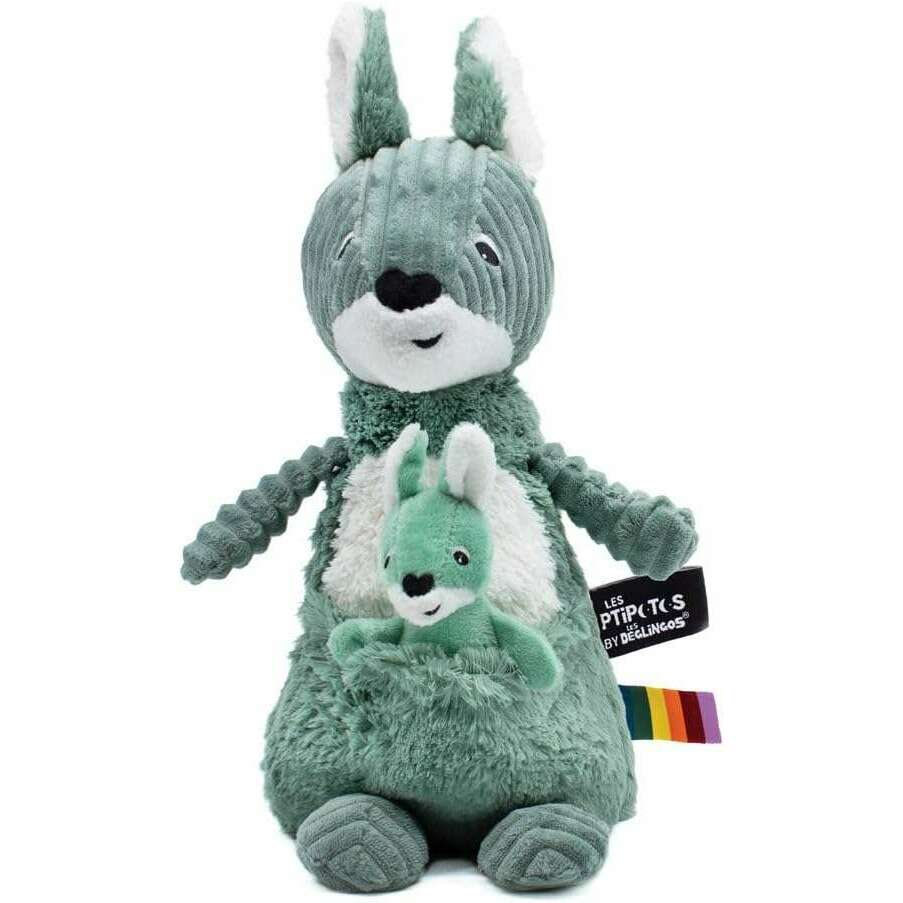 Toys N Tuck:Ptipotos Plush Green Kangaroo With Baby,Ptipotos