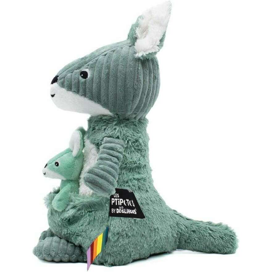 Toys N Tuck:Ptipotos Plush Green Kangaroo With Baby,Ptipotos