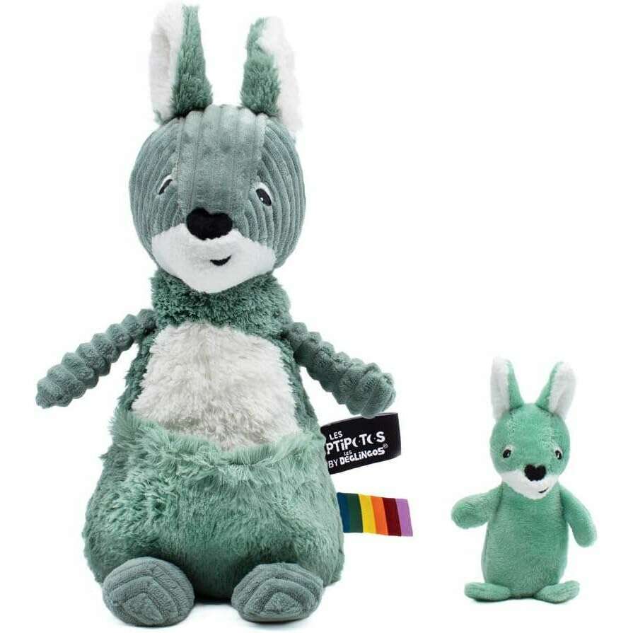 Toys N Tuck:Ptipotos Plush Green Kangaroo With Baby,Ptipotos