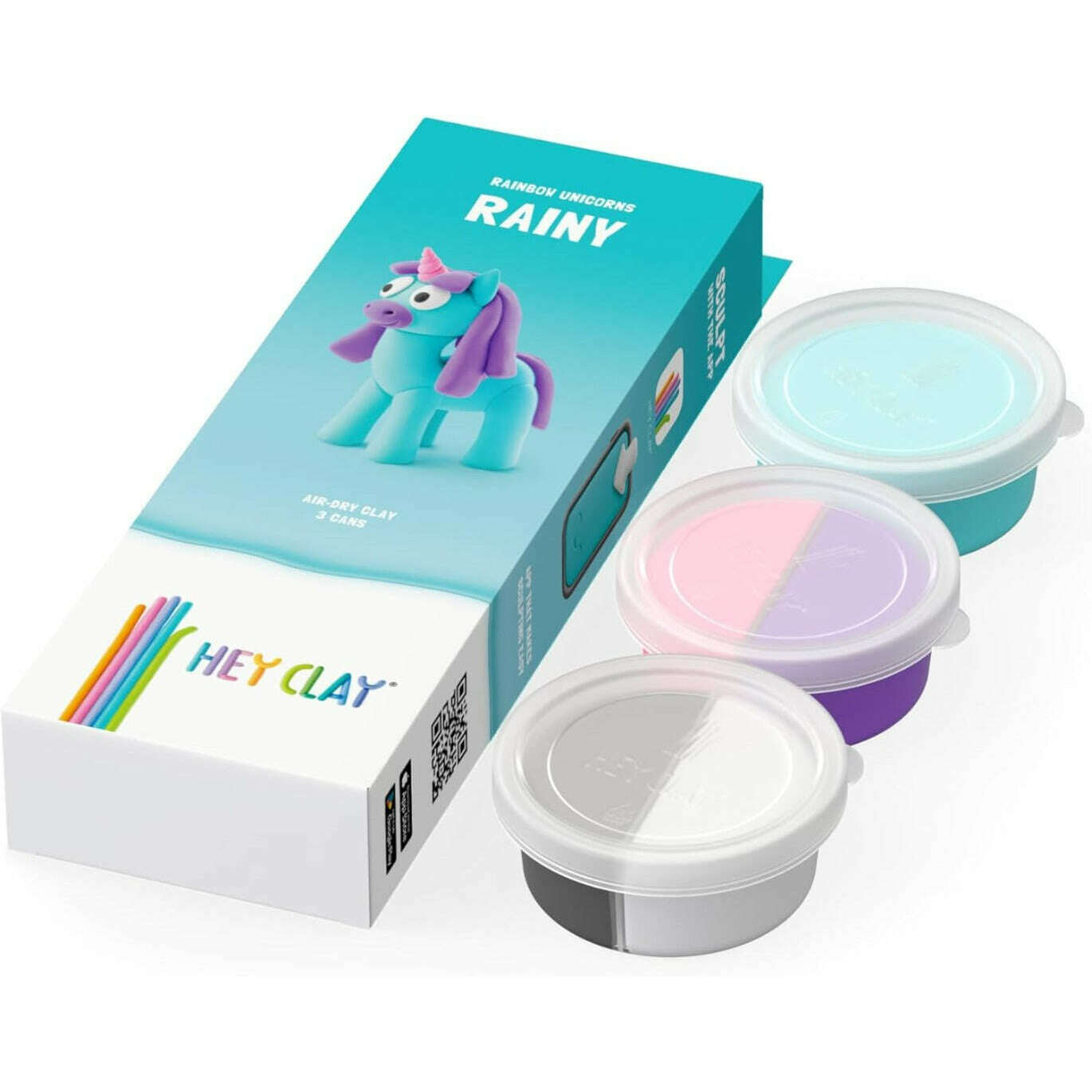 Toys N Tuck:Hey Clay Rainbow Unicorns Single Pack - Rainy,Hey Clay