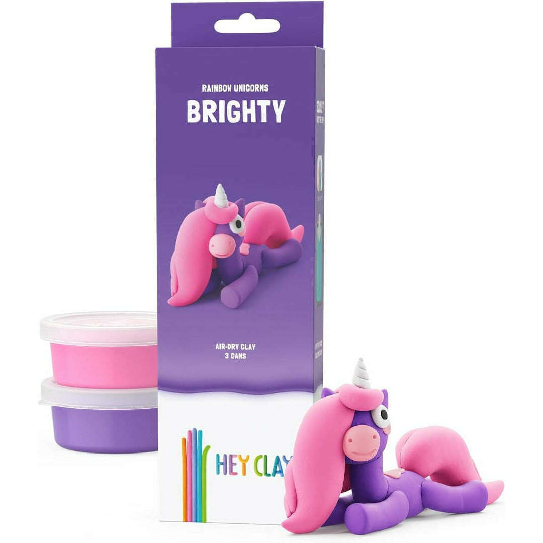 Toys N Tuck:Hey Clay Rainbow Unicorns Single Pack - Brighty,Hey Clay