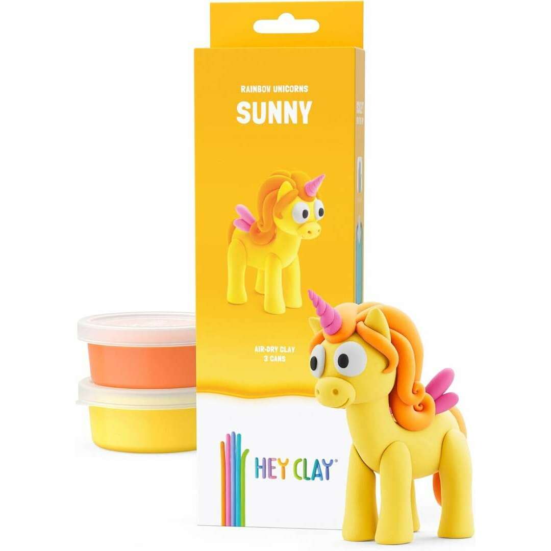 Toys N Tuck:Hey Clay Rainbow Unicorns Single Pack - Sunny,Hey Clay