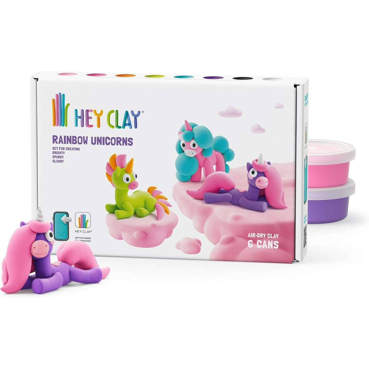 Toys N Tuck:Hey Clay Rainbow Unicorns 3 Pack - Brighty, Cloudy, Sparky,Hey Clay