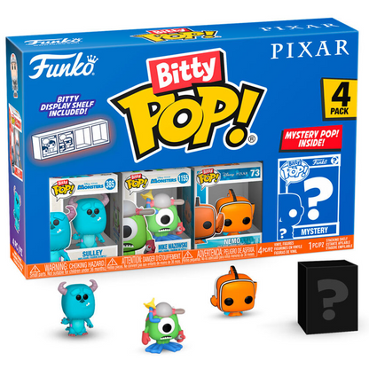 Toys N Tuck:Bitty Pop! Pixar 4 Pack - Sulley,Mike Wazowski,Nemo And Mystery Bitty,Disney