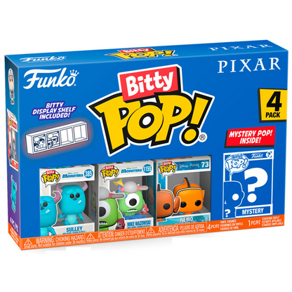 Toys N Tuck:Bitty Pop! Pixar 4 Pack - Sulley,Mike Wazowski,Nemo And Mystery Bitty,Disney