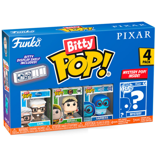 Toys N Tuck:Bitty Pop! Pixar 4 Pack - Carl,Russell,Sadness And Mystery Bitty,Disney