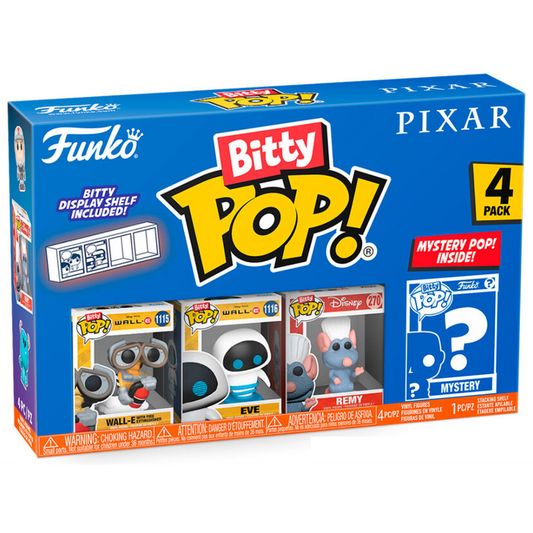 Toys N Tuck:Bitty Pop! Pixar 4 Pack - Wall-E,Eve,Remy And Mystery Bitty,Disney