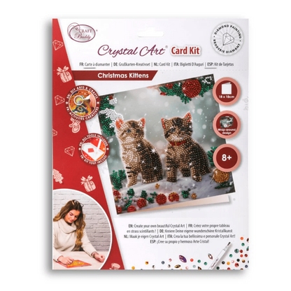 Toys N Tuck:Crystal Art Festive Card Kit - Christmas Kittens,Crystal Art