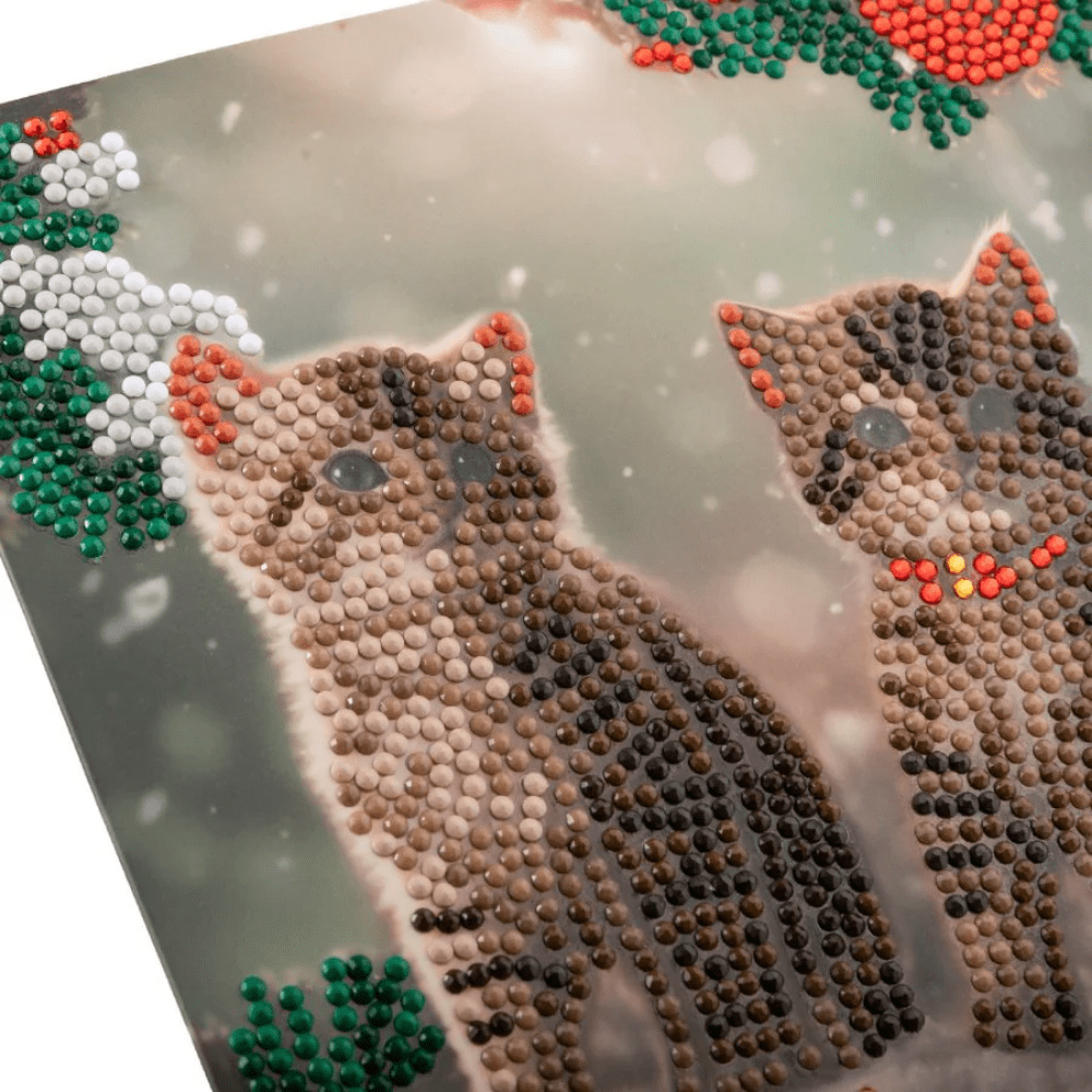 Toys N Tuck:Crystal Art Festive Card Kit - Christmas Kittens,Crystal Art