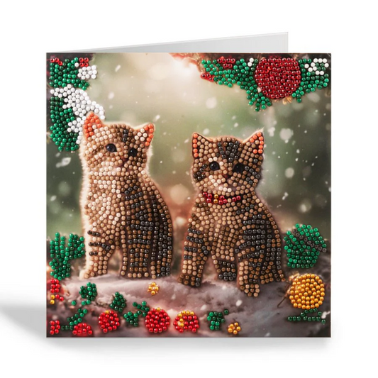 Toys N Tuck:Crystal Art Festive Card Kit - Christmas Kittens,Crystal Art