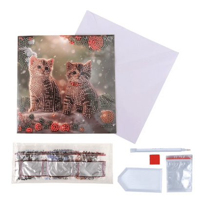 Toys N Tuck:Crystal Art Festive Card Kit - Christmas Kittens,Crystal Art