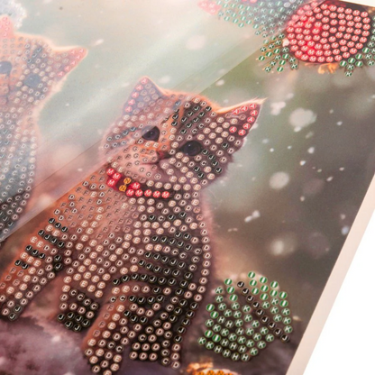 Toys N Tuck:Crystal Art Festive Card Kit - Christmas Kittens,Crystal Art