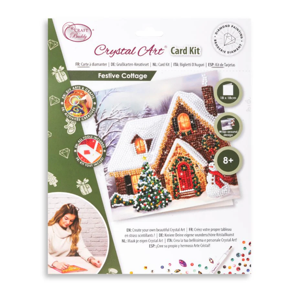 Toys N Tuck:Crystal Art Festive Card Kit - Festive Cottage,Crystal Art