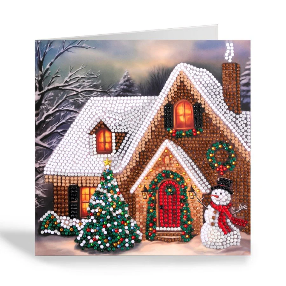 Toys N Tuck:Crystal Art Festive Card Kit - Festive Cottage,Crystal Art