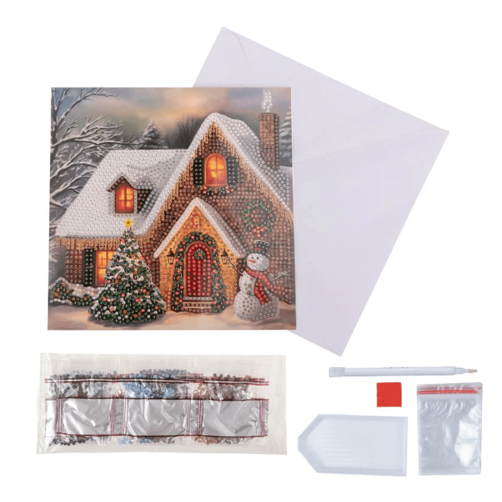 Toys N Tuck:Crystal Art Festive Card Kit - Festive Cottage,Crystal Art