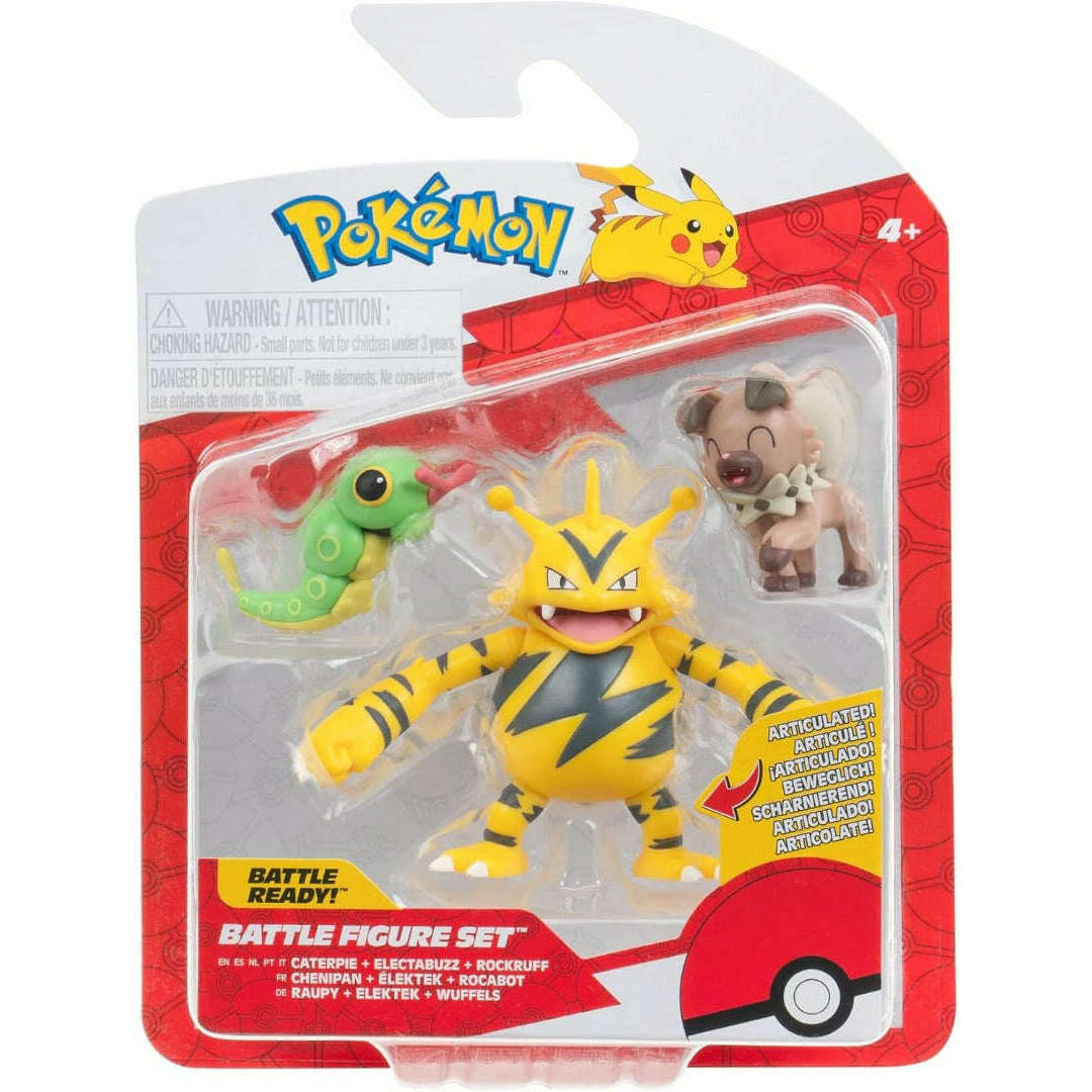 Toys N Tuck:Pokemon Battle Figure Set - Caterpie,Electabuzz,Rockruff,Pokemon