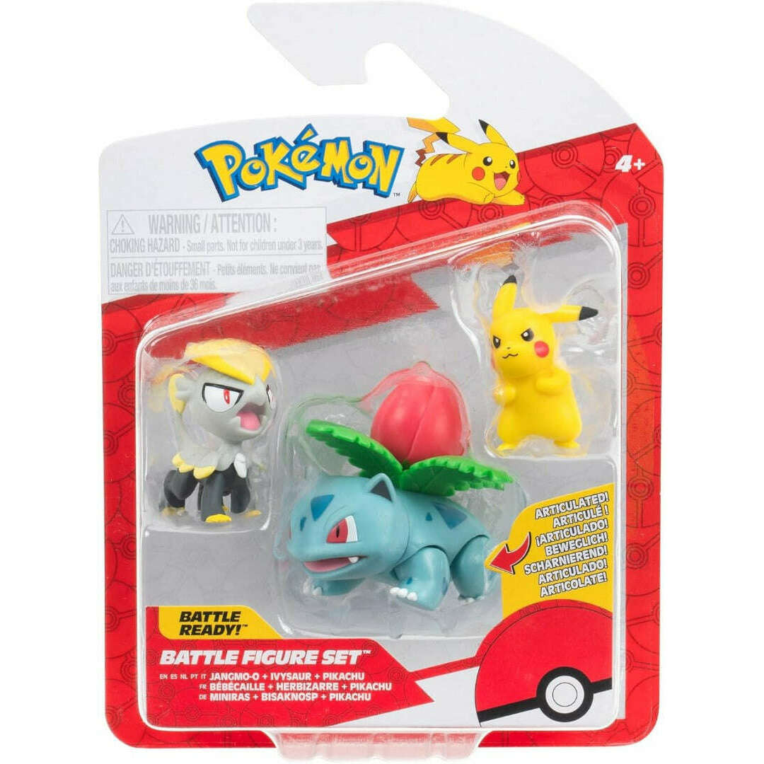 Toys N Tuck:Pokemon Battle Figure Set - Jangmo-O,Ivysaur,Pikachu,Pokemon