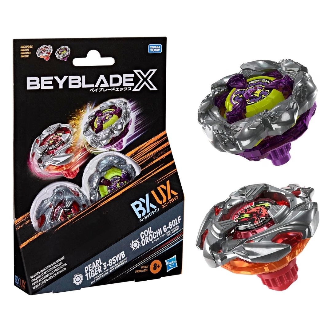 Beyblade X Dual Pack Pearl Tiger 3-85WB & Coil Orochi 6-60LF