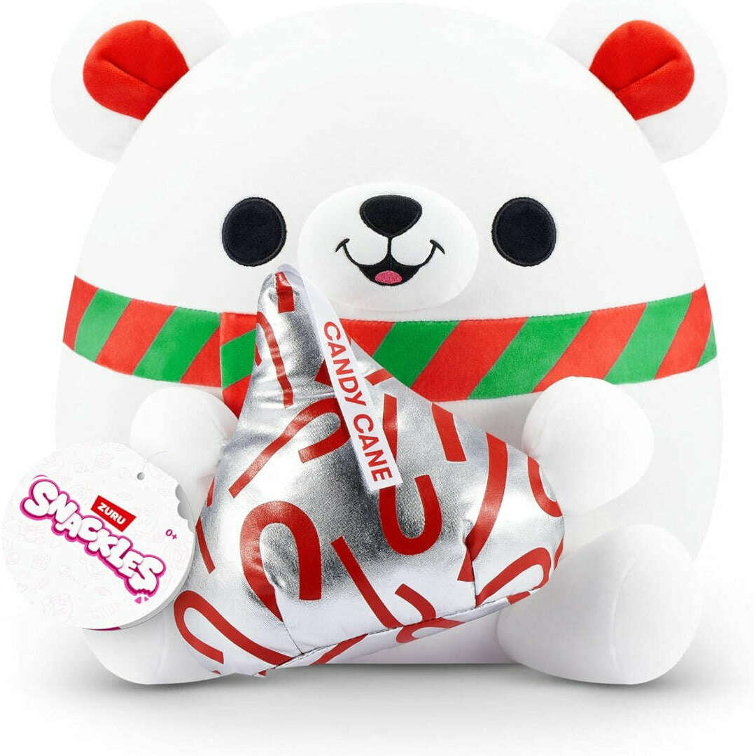 Toys N Tuck:Snackles Christmas 35cm Large Plush Polar Bear with Hershey's Kisses Candy Cane,Snackles