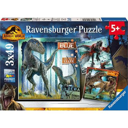 Toys N Tuck:Ravensburger 3 x 49pc Puzzles Jurassic World Dominion,Jurassic World