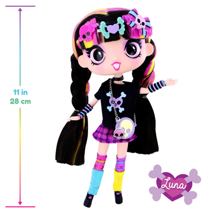 Toys N Tuck:Decora Girlz Sticker ‘n’ Style 11" Fashion Doll - Luna,Decora Girlz