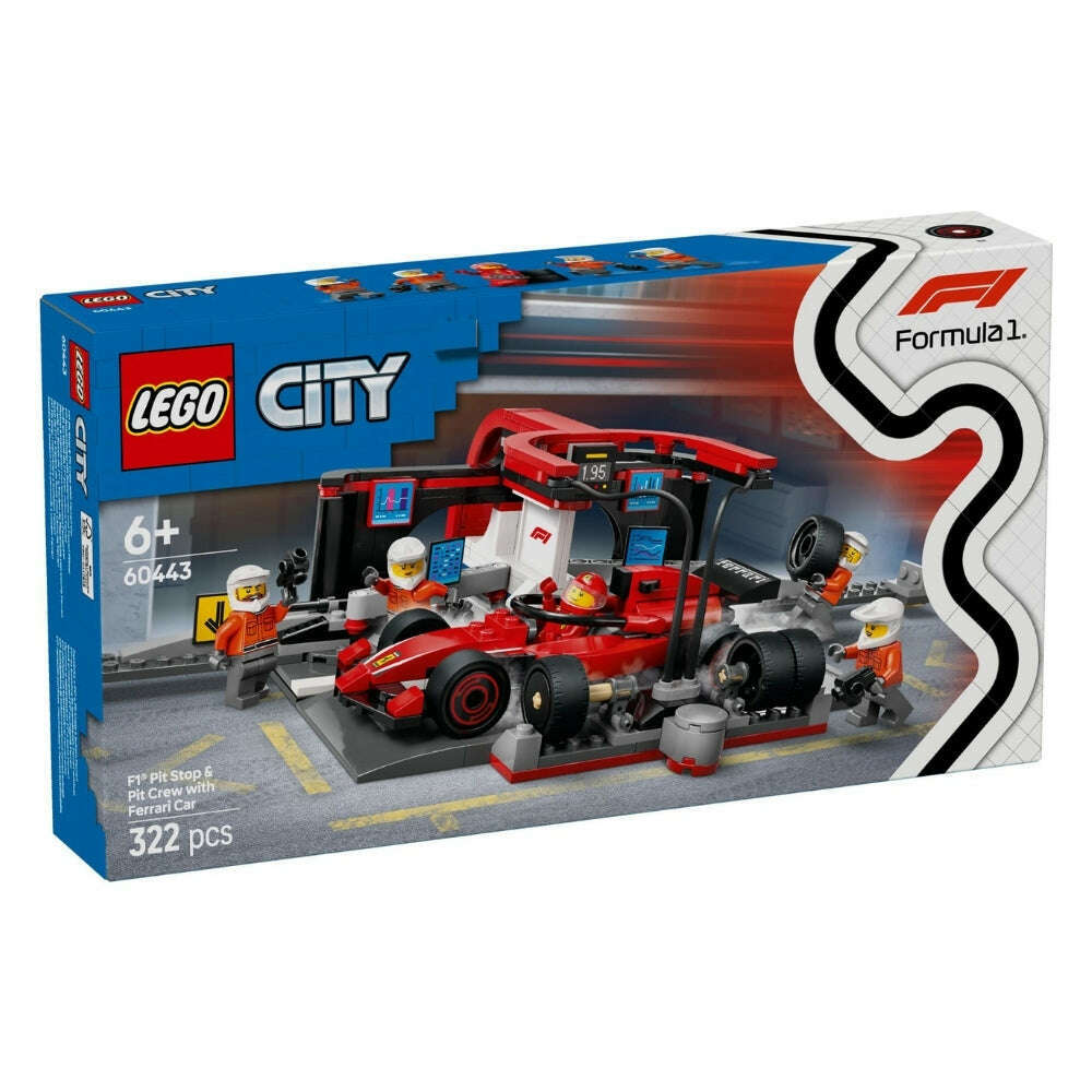 Toys N Tuck:Lego 60443 City F1 Pit Stop & Pit Crew with Ferrari Car,Lego City