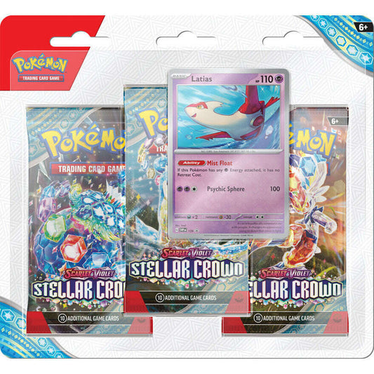 Toys N Tuck:Pokemon TCG Scarlet & Violet Stellar Crown 3 Pack Booster Blister Latias,Pokemon