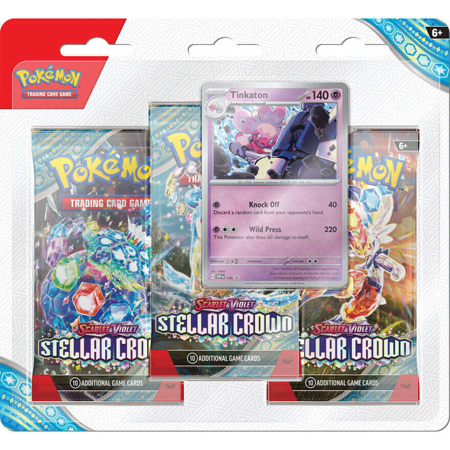 Toys N Tuck:Pokemon TCG Scarlet & Violet Stellar Crown 3 Pack Booster Blister Tinkaton,Pokemon