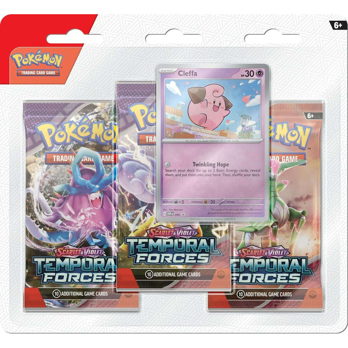 Toys N Tuck:Pokemon TCG Scarlet & Violet Temporal Forces 3 Pack Booster Blister Cleffa,Pokemon