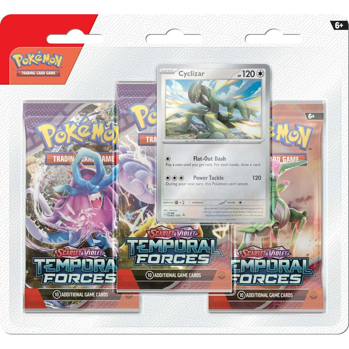 Toys N Tuck:Pokemon TCG Scarlet & Violet Temporal Forces 3 Pack Booster Blister Cyclizar,Pokemon