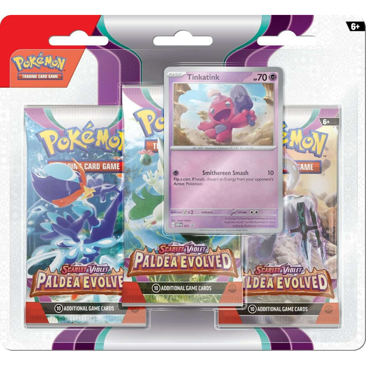 Toys N Tuck:Pokemon TCG Scarlet & Violet Paldea Evolved 3 Pack Booster Blister Tinkatink,Pokemon