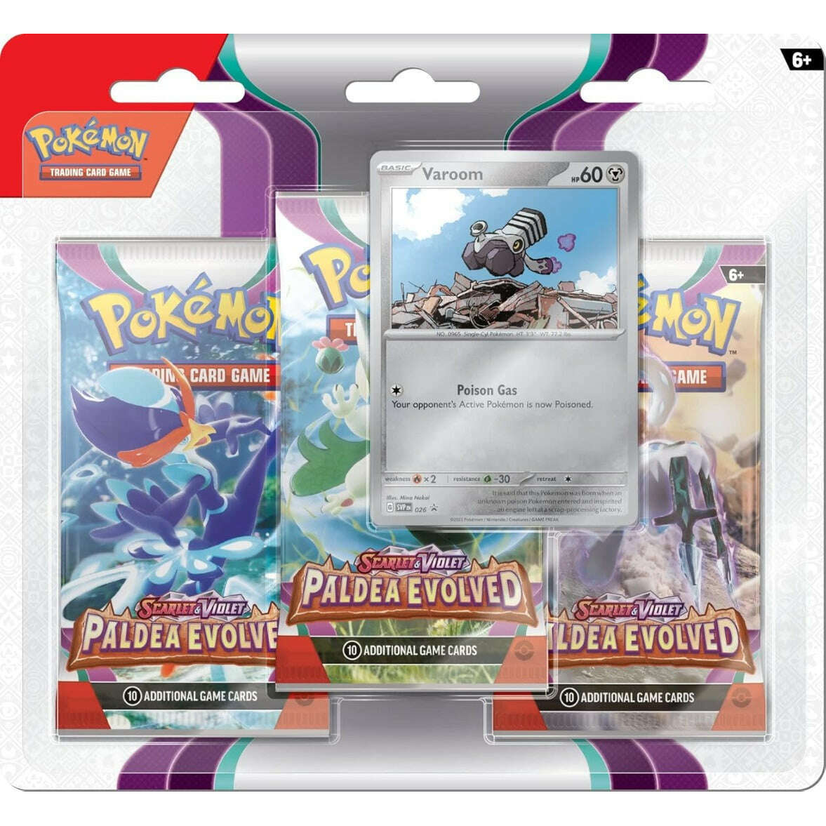 Toys N Tuck:Pokemon TCG Scarlet & Violet Paldea Evolved 3 Pack Booster Blister Varoom,Pokemon