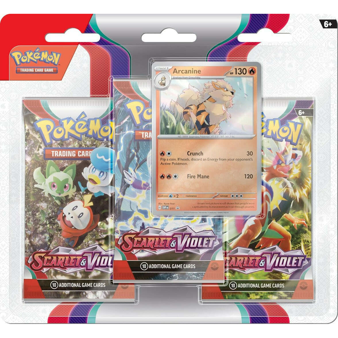 Toys N Tuck:Pokemon TCG Scarlet & Violet 3 Pack Booster Blister Arcanine,Pokemon