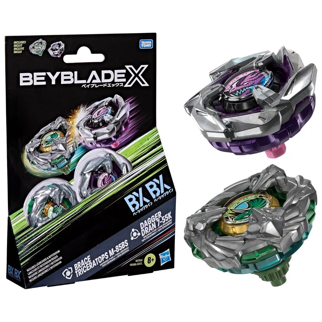 Beyblade X Dual Pack Brace Triceratops M-85BS & Dagger Dran 7-55K