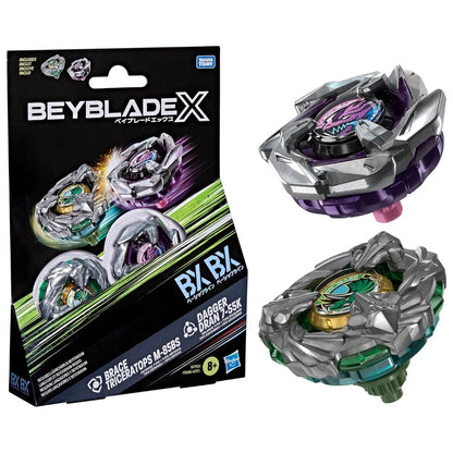 Beyblade X Dual Pack Brace Triceratops M-85BS & Dagger Dran 7-55K