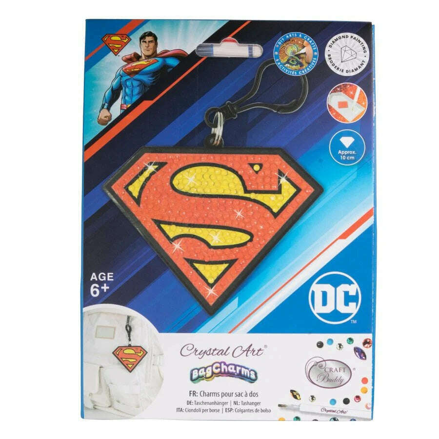 Toys N Tuck:Crystal Art Bag Charms DC - Superman Logo,Crystal Art