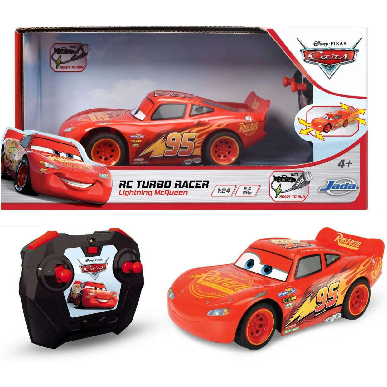 Toys N Tuck:Disney Cars R/C 1:24 RC Turbo Racer Lightning McQueen,Disney