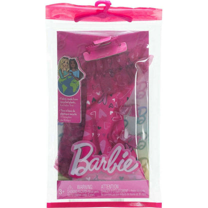 Toys N Tuck:Barbie Fashion Outfit - Ruffled Pink Heart Dress (HRH36),Barbie