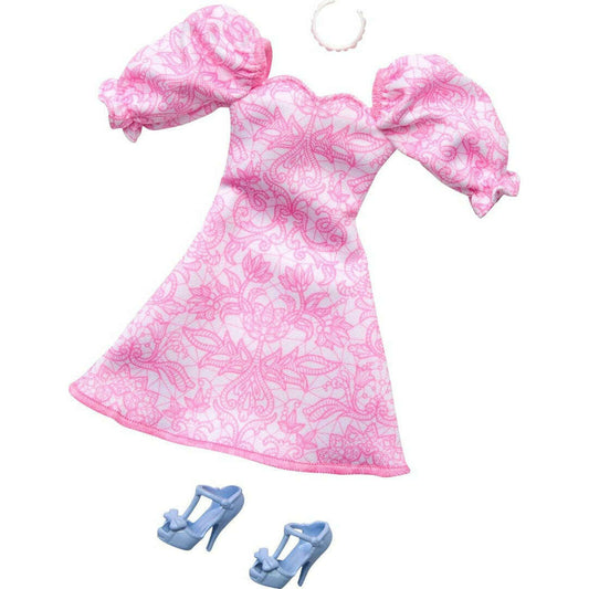 Toys N Tuck:Barbie Fashion Outfit - Pink Puff Sleeve Dress (HRH40),Barbie