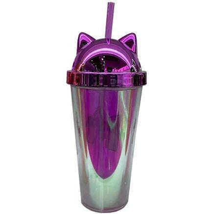 Toys N Tuck:Cat Ear Lidded Cup With Straw - Pink,Gem Imports