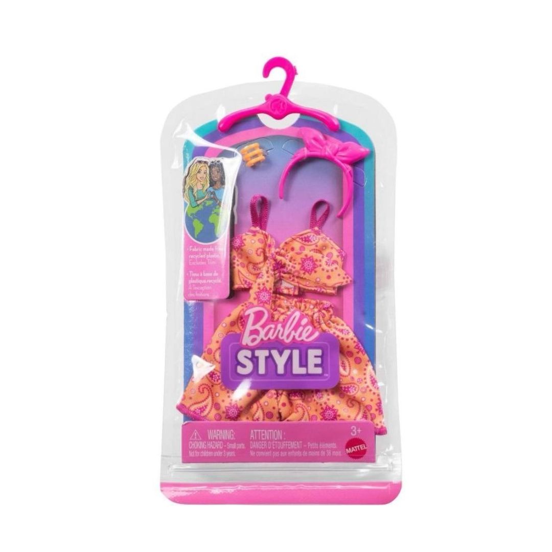 Barbie Style Fashion Pack - Orange Dress With Pink Headband